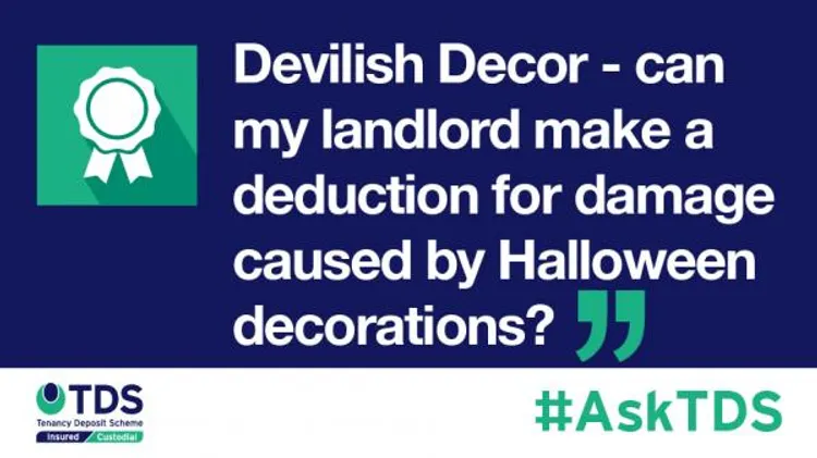 Image with Devilish Decors testimonial saying: can my landlord make a deduction for damaged caused by Halloween decorations?