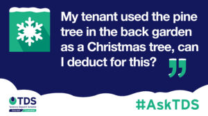Image of #AskTDS: "My tenant used the pine tree in the back garden as a Christmas tree, can I deduct for this?"